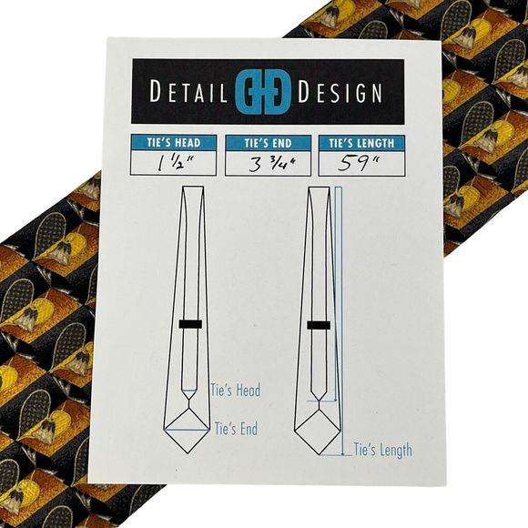 ERMENEGILDO ZEGNA Silk Tie Blue Gold Geometric Heart Pattern Designer Necktie - Picture 9 of 9